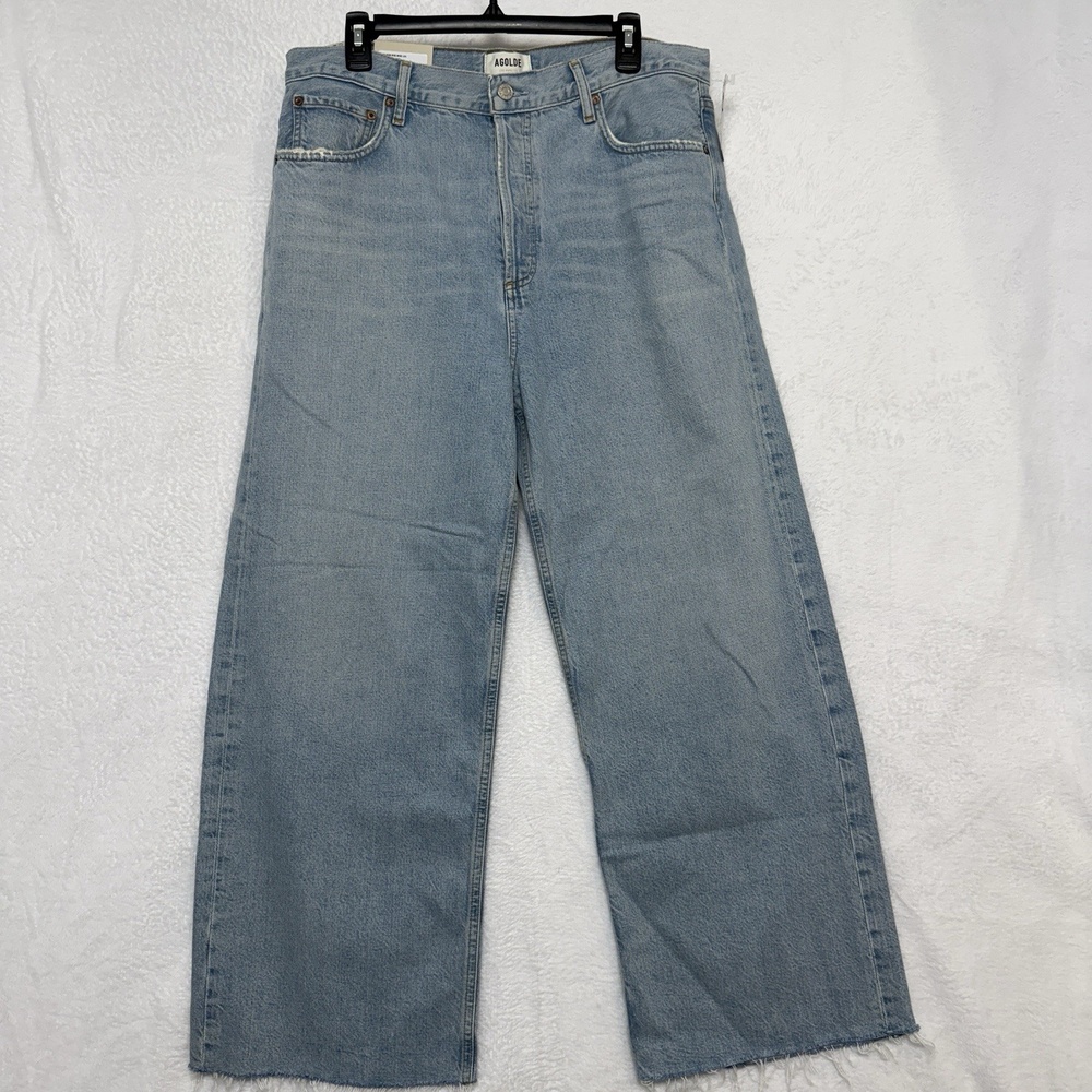 AGolde Ren High Rise Wide Leg Light Blue Jeans Smash Women’s 32 Grunge Designer
